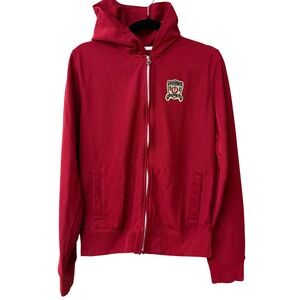 VTG Abercrombie & Fitch Red Zip Up Hoodie Y2K Mens Medium Track Jacket Preppy